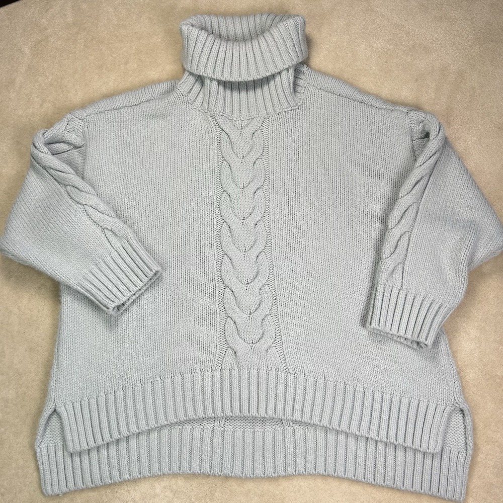 Pilcro Anthropologie Slouchy Cable Knit Turtleneck Sweater Women's XL Oversized